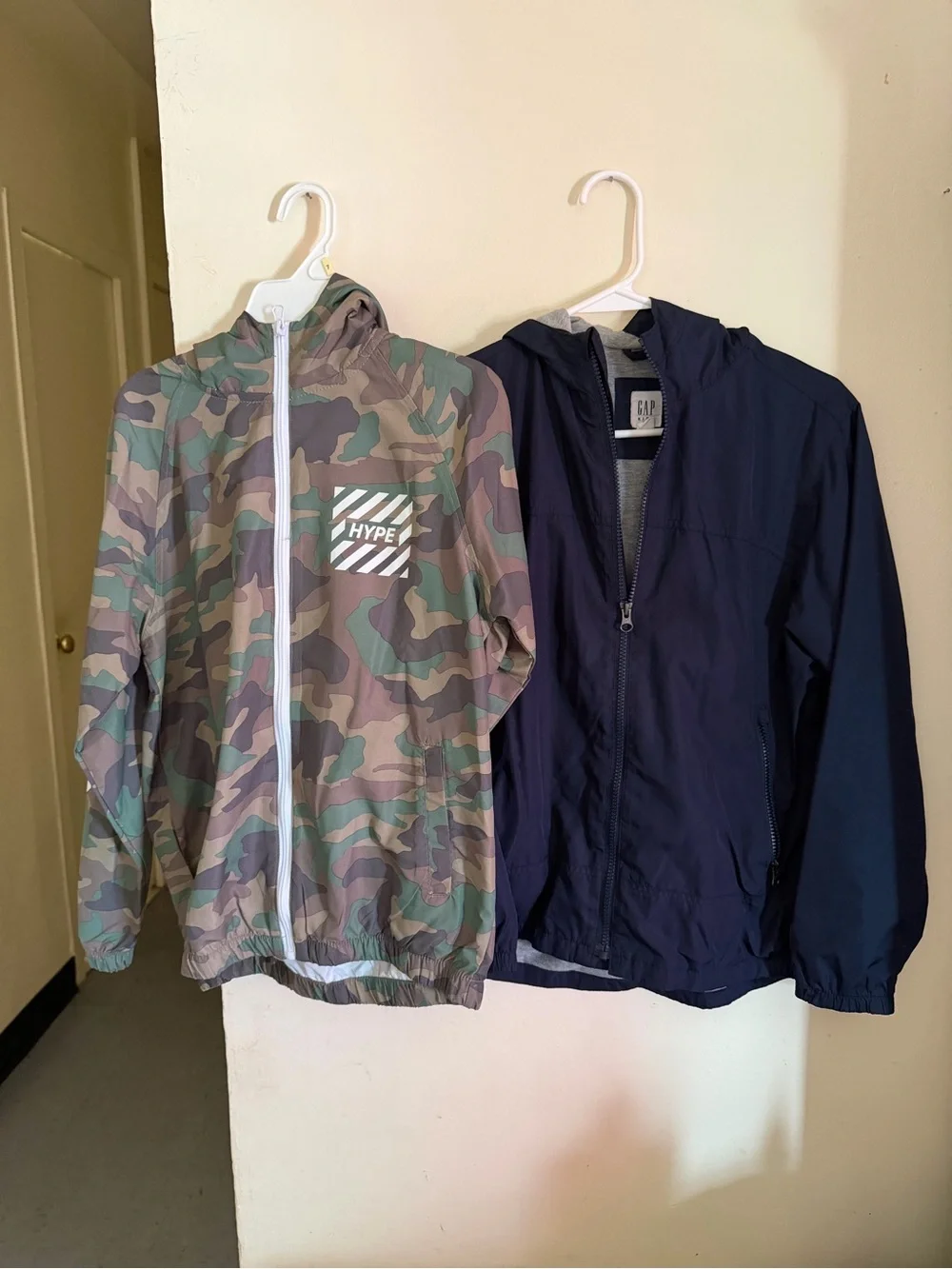 GAP Navy Hooded Windbreaker & Camouflage Zip Jacket Set
